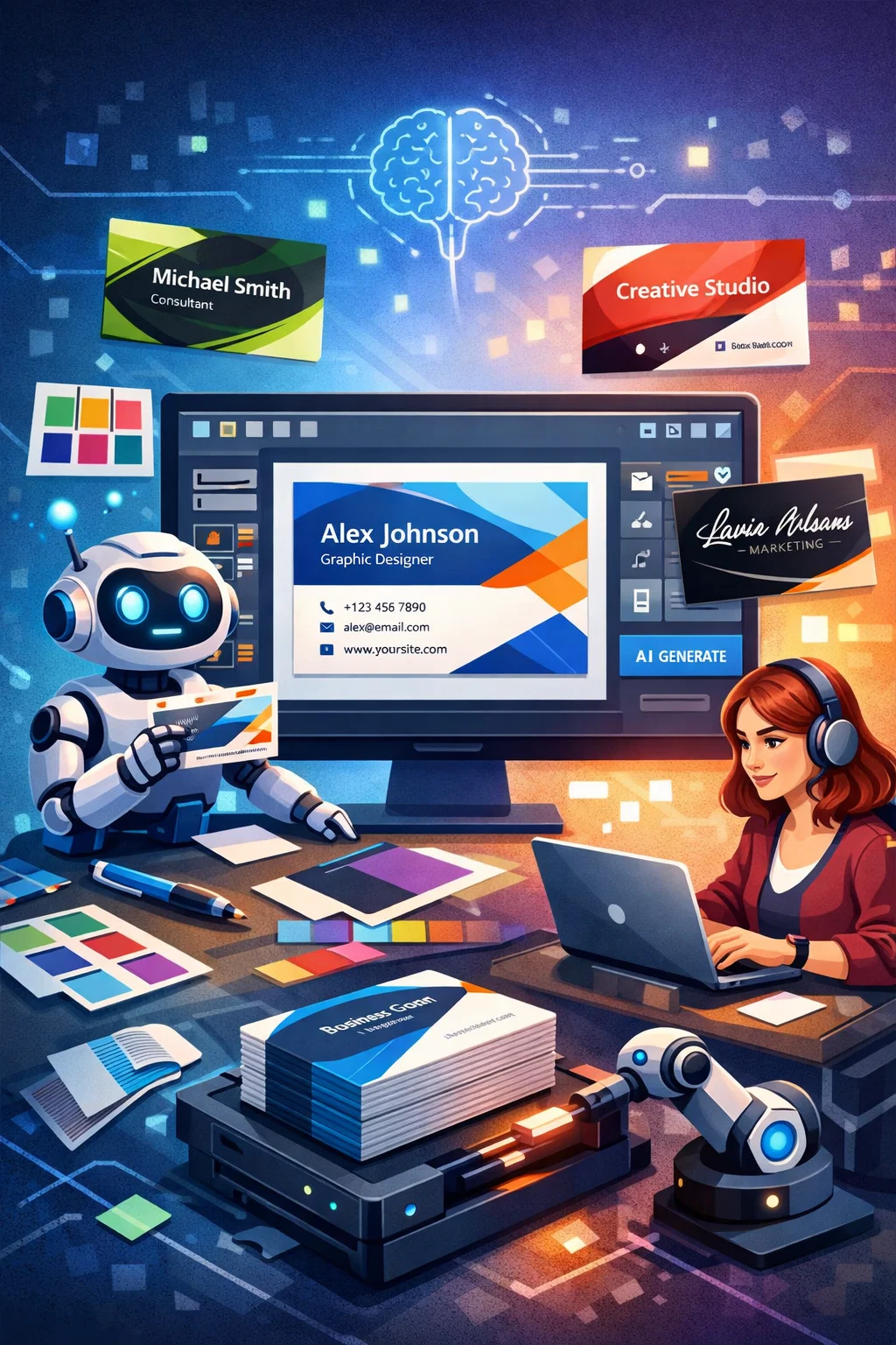 Создать визитку онлайн бесплатно — генератор визиток с помощью нейросети — Study AI