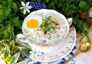 Окрошка на кефире с минералкой