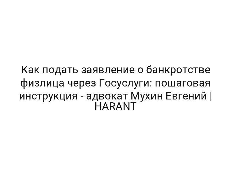 Как подать заявление о банкротстве физлица через Госуслуги: пошаговая инструкция — адвокат Мухин Евгений | HARANT